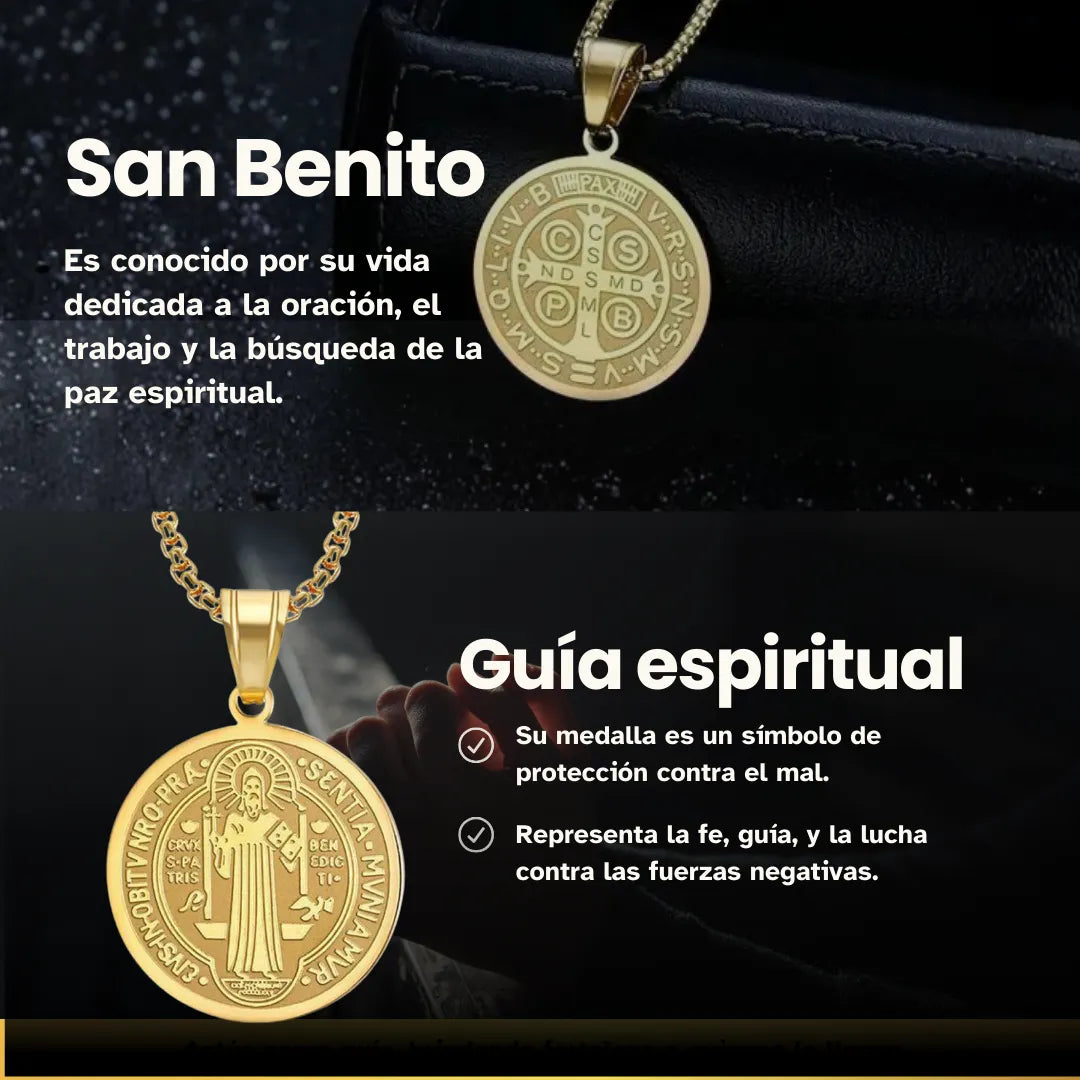 Collar San Benito Proteccion +CAJA DE REGALO