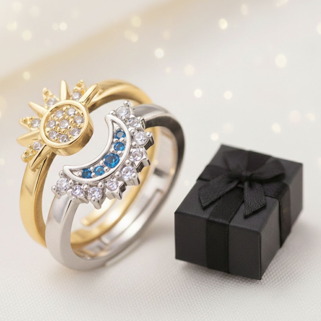 Anillo Duo Sol Y Luna + CAJA DE REGALO