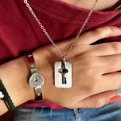 Pulsera + Collar Amor Candado +CAJA DE REGALO