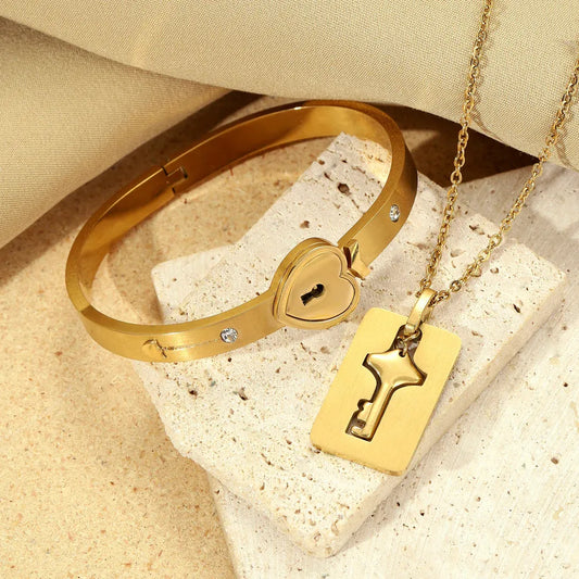 Pulsera + Collar Amor Candado +CAJA DE REGALO