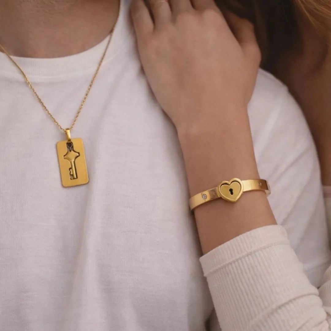 Pulsera + Collar Amor Candado +CAJA DE REGALO