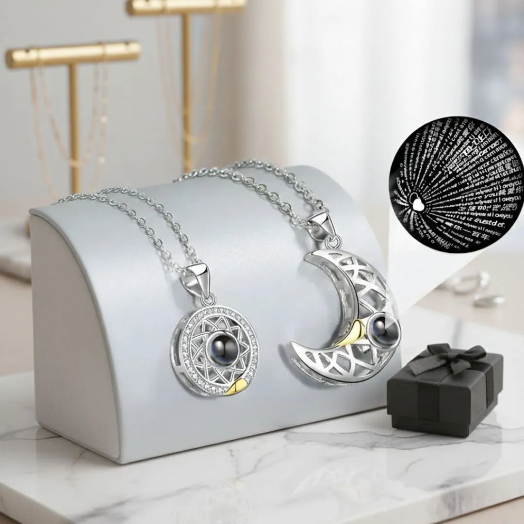 Collar Sol y Luna Te amo 100 idiomas