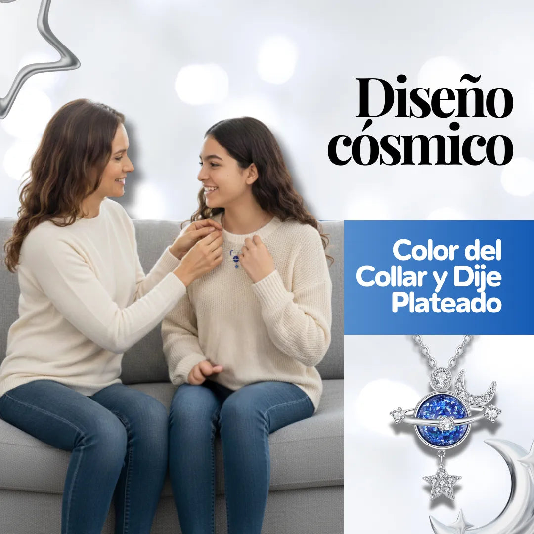Collar Galaxia Azul Estrellas +CAJA DE REGALO