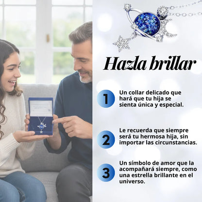 Collar Galaxia Azul Estrellas +CAJA DE REGALO