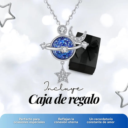 Collar Galaxia Azul Estrellas +CAJA DE REGALO