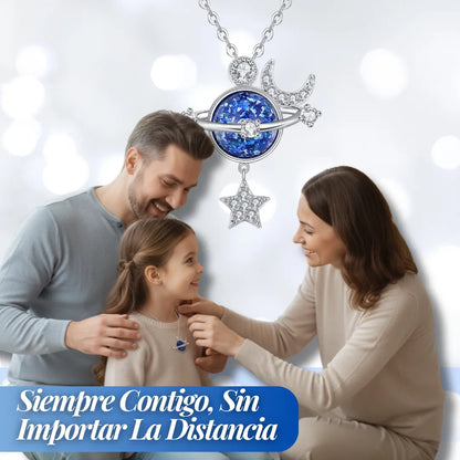 Collar Galaxia Azul Estrellas +CAJA DE REGALO