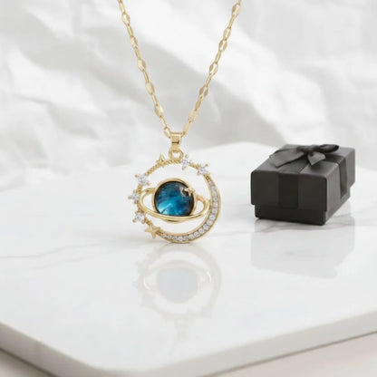 Collar Planeta Saturno Luna + CAJA DE REGALO