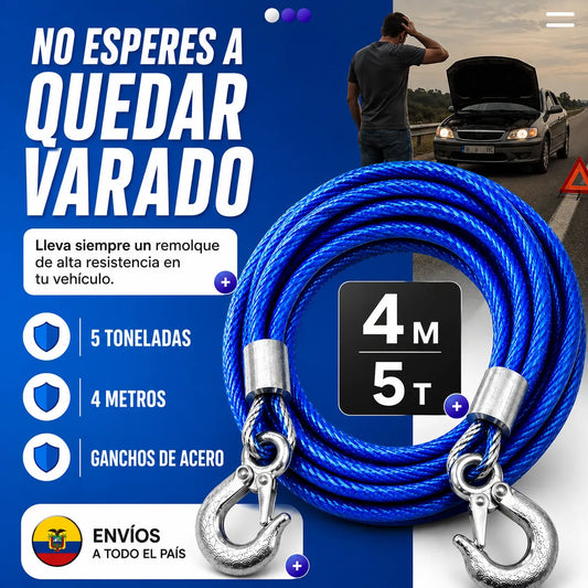 RoadHook Pro™ Cable de Remolque en Acero (5T - 4M) 🚨🚙