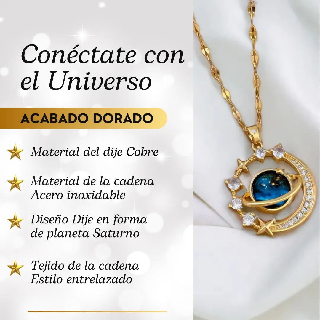 Collar Planeta Saturno Luna + CAJA DE REGALO