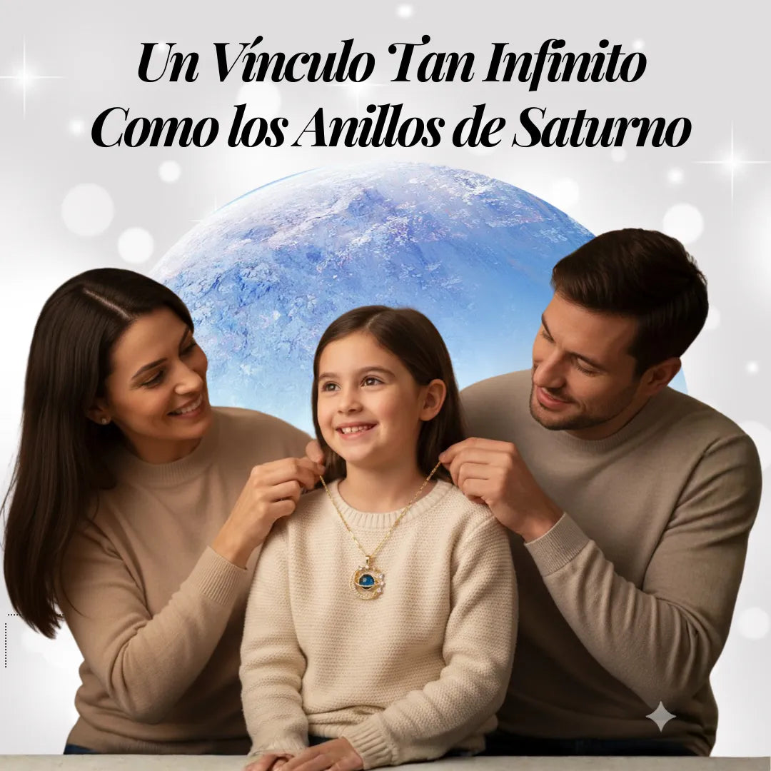 Collar Planeta Saturno Luna + CAJA DE REGALO
