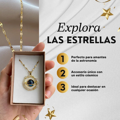 Collar Planeta Saturno Luna + CAJA DE REGALO