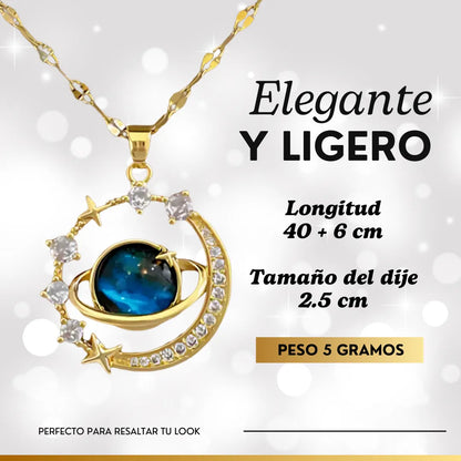 Collar Planeta Saturno Luna + CAJA DE REGALO