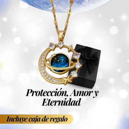 Collar Planeta Saturno Luna + CAJA DE REGALO