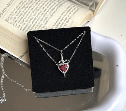 Collar Espada Corazón Pareja+  Caja de Regalo 💖🗡️